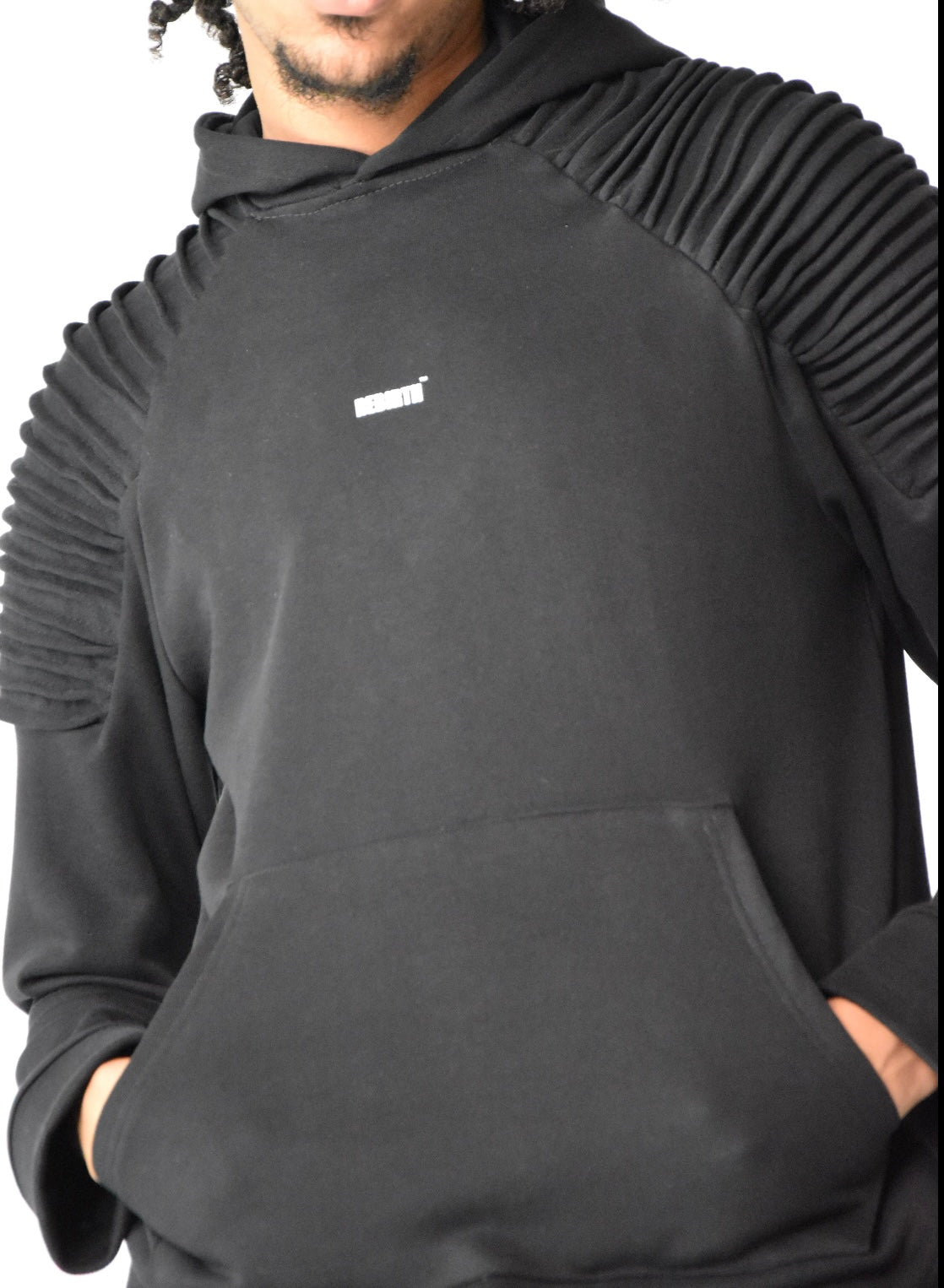 Pleated Hoodie Black